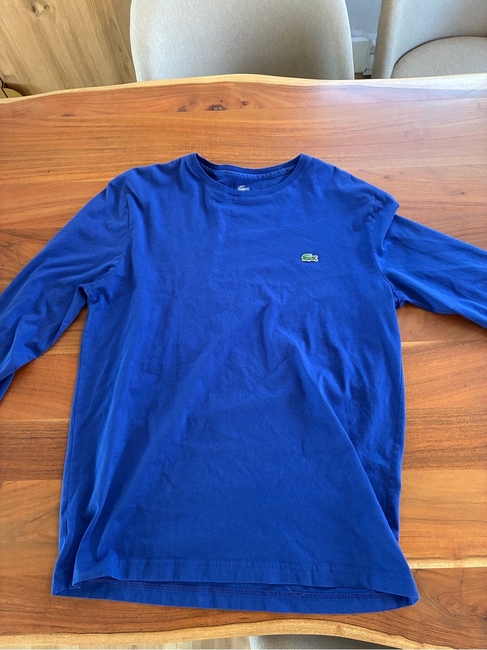 Lacoste Men's Long Sleeve Crewneck Shirt - Royal Blue with Green Logo